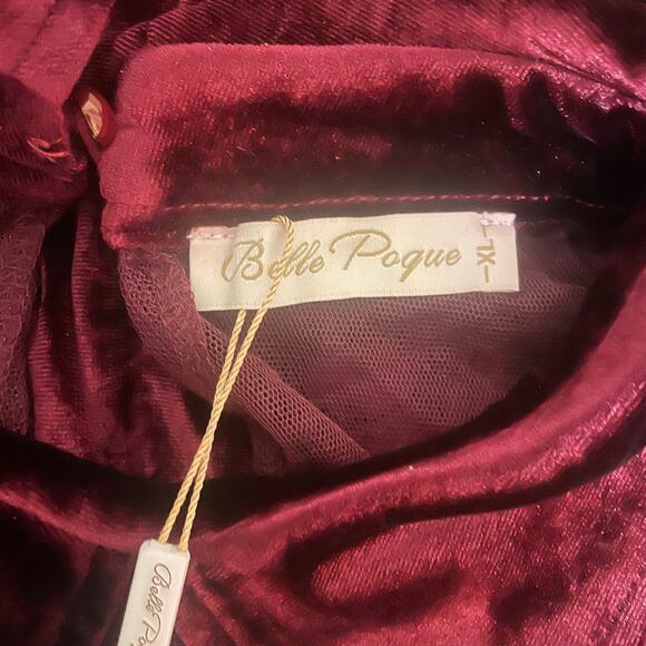 NWT Belle Poque Holiday Party Dress sz Extra Large Burgundy Wine Stretch Velvet - Picture 8 of 10